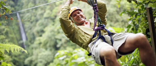 Mature Man Rappelling